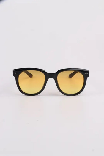 Eyesofia Mimosa Unisex Black Frame Yellow Glass Sunglasses