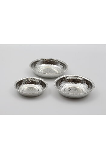 ANTEPSEPETİ Silver Coated Copper 3-Piece Breakfast Set (9-11-12 cm)
