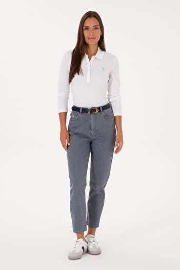 U.S. Polo Assn. Women's Gray Mom High Waist Fit Jean Pants 50309422-Dn0025
