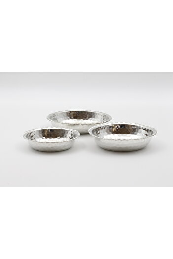 ANTEPSEPETİ Silver Coated Copper 3-Piece Breakfast Set (9-11-12 cm)