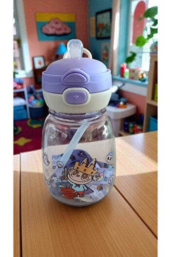 FAMEMUS ACCESSORY Labubu Drawstring Chubby Model Quality Flask Water Bottle with Straw
