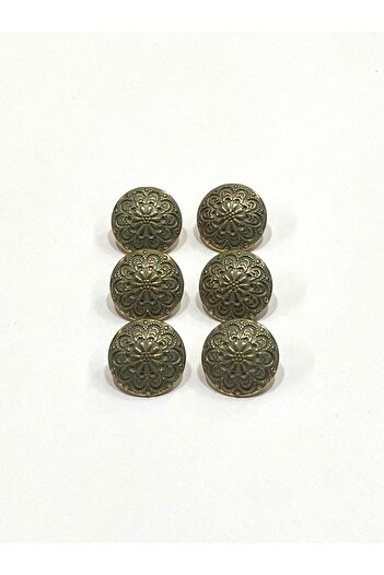 karantuhafiye Bombeli Antique Gold Floor / Metal Button / 1.8 cm / Set of 6 / (M03092)/ Lemon Mold
