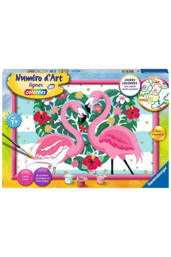 RAVENSBURGER Beginner painting kit, paint by numbers, Flamingo theme, 33.5x23.1 x3.7cm, 7+ years