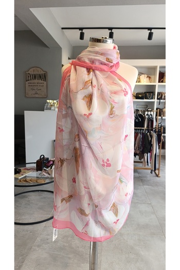 HAREM SCARF Fine Cotton Voile Shawl Pink Series