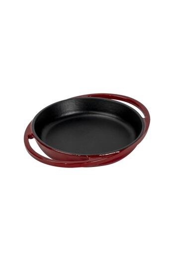 Lava Cast Iron Round Plate Cast Iron Solid Double Handle Diameter (Ø) 16Cm.-Burgundy
