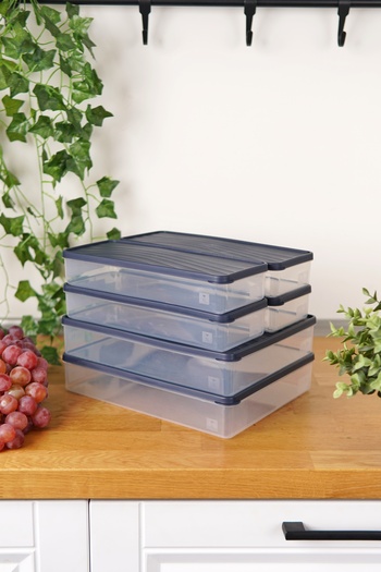 EVLE Derin Dondurucu Saklama Kabı 6'lı Set (2 x 3 Lt + 4 x 1 Lt), Mavi
