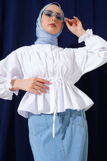 MODA Short Shirt with Drawstring Waist Skirt