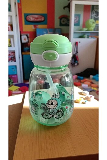 FAMEMUS ACCESSORY Labubu Drawstring Chubby Model Quality Flask Water Bottle with Straw