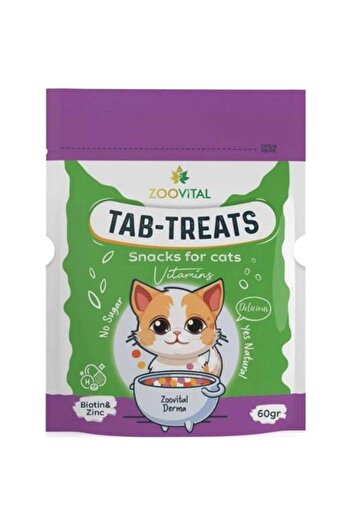 Zoovital Derma Chewable Skin & Hair Health Supportive Cat Treat Tablet 60 Gram (Box - 7 Piece)