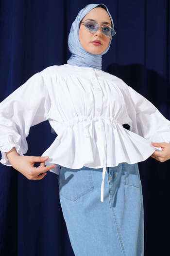 MODA Short Shirt with Drawstring Waist Skirt