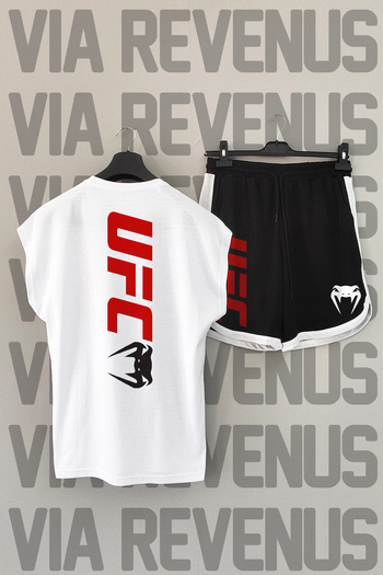Vordevia Ufc Front and Back Printed Zero Sleeve Sports Tshirt and Custom Sports Shorts Set