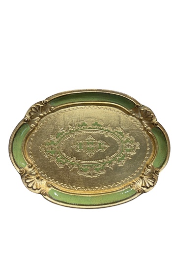 veraev Italian Rosewood Tray Single for 1-2 People L&M Florance Art Stamped Handmade Gold Foil