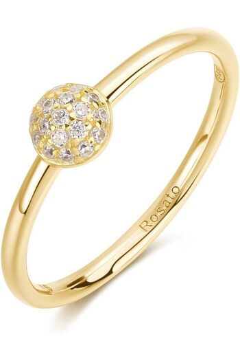 Rosato Bianca Gold Ring with White Cubic Zirconia for Women