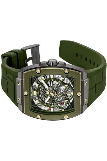 Kenneth Cole New York FiDi Men's 41.5mm Automatic Watch with Green Dial & Green Silicone Strap