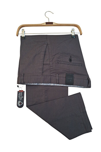 wontilotte Men's Cotton Lycra Smoked Color Gabardine Linen Trousers