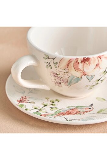 Generic Rosette Ceramic Cup and Saucer Set - 220 ml