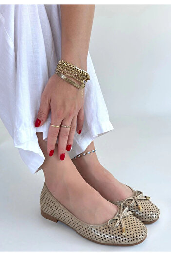 meSga butik Icar Beige Skin Ballerina Shoes