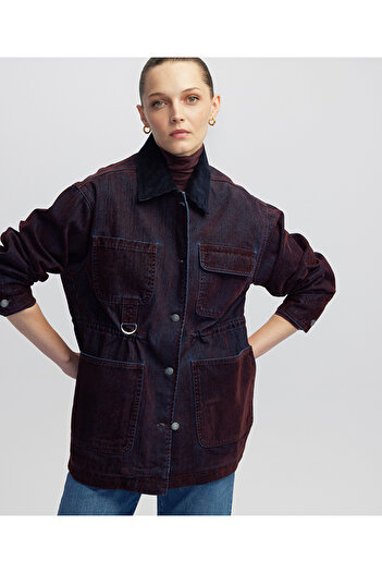 İpekyol Contrast Velvet Collar Coat