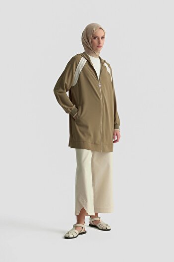 Armine TREND Armine Trend Full Length Zippered Hooded Tunic-Khaki 25Yt409