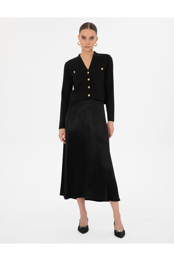 Pierre Cardin Black A-Line Woven Skirt 50318241-Vr046