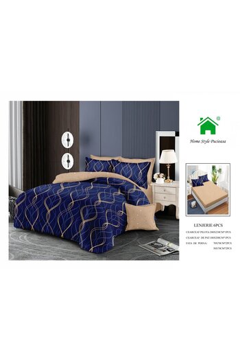 FIONNA.RO Fine Bed Linen With Elastic - Royal Blue Waves