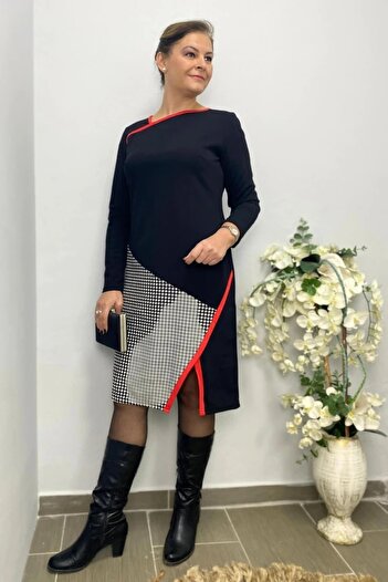 Mia Butik Plus Size Black Derya Dress