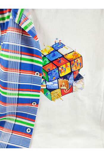 GAMZEAKKUŞ Long Sleeve Patterned Shirt, Printed T-Shirt and Pants 3-Piece Boys' Set