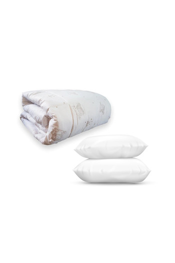 PATONE Quilted winter wool duvet set 200x220 and 2 quilted pillows 50x70, 2 people