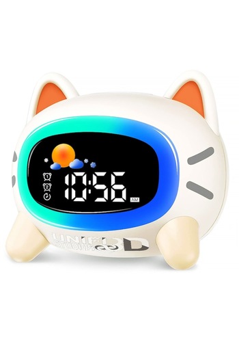 Unified Studios Children's Alarm Clock, Cat Shape, Night Light and Ambient Sounds