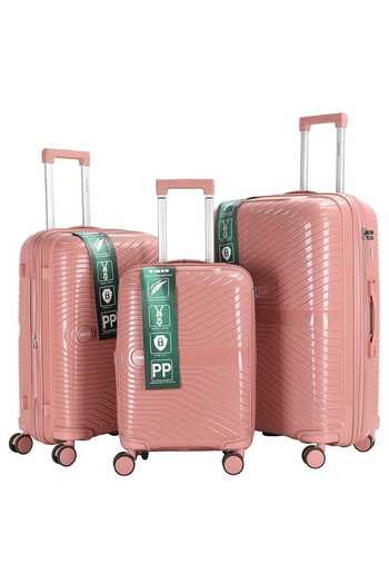 RIMON 3-Piece Expandable PP Luggage Set – Scratch Resistant Suitcases with TSA Lock & Spinner Wheels