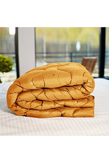 PATONE Winter duvet set, wool, polycotton, 160x210cm, quilted, orange with 2 pillowcases 50x70cm