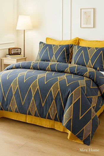 merland benvecocuk Double Cotton Duvet Cover Set Royal Baklava Pattern