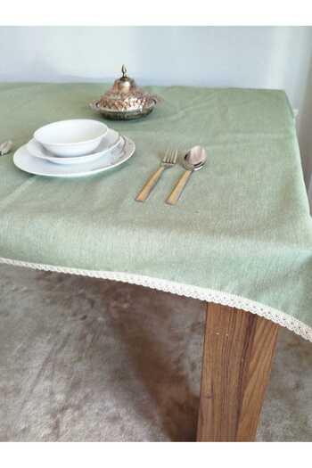 denizli hatırası Organic Linen Cotton Soft Easy Iron Cream Guipure Tablecloth