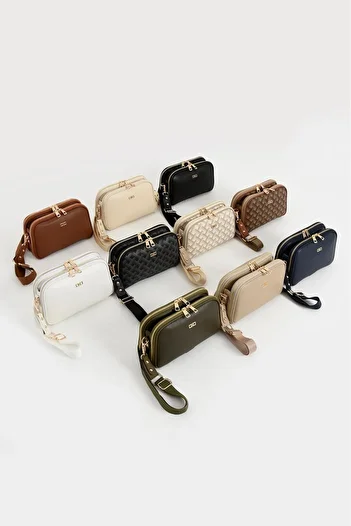 H&D COLLECTİON 5-Compartment Lined Long Strap Multi-Useful Crossbody and Shoulder Bag 724