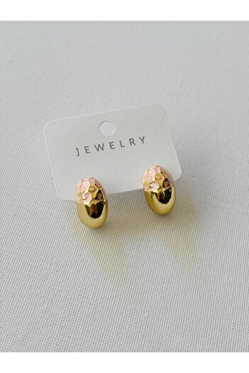 Nilsu Aksesuar Steel Enamel Oval Design Women's Earrings