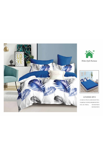 FIONNA.RO Finet Bed Linen With Elastic - Blue Feathers