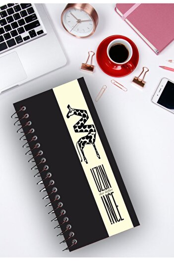 Kentsoylu Long Slim Narrow Notebook Collection / Thick Cardboard Cover Unlined Spiral Bound 21*10 Cm. 96 Pages