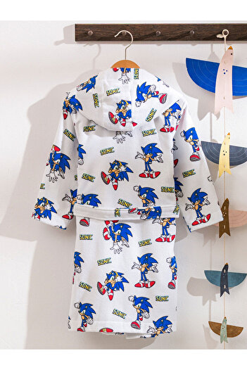 LC Waikiki White Sonic Printed Girl's Bathrobe