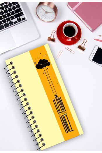Kentsoylu Long Slim Narrow Notebook Collection / Thick Cardboard Cover Unlined Spiral Bound 21X10 cm 96 Pages