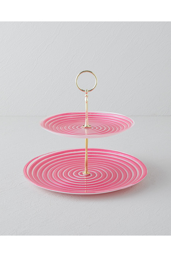English Home Swirly Glass Layered Serving Dish 21X28 cm Pink