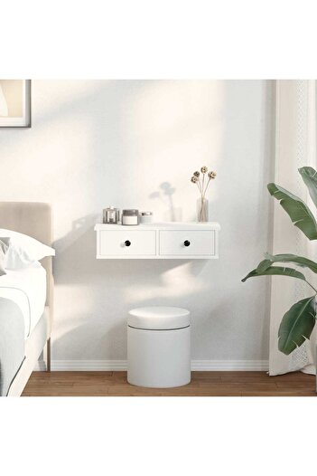 vidaxl Wall Shelf with Drawers White 60x28x15 cm Engineered Wood