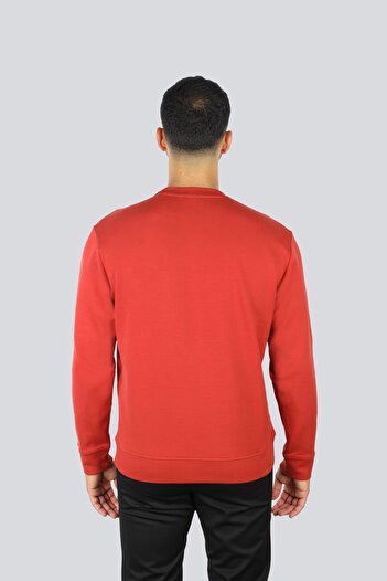 PAUL&SHARK Men's Cotton Front Logo Patterned Round Neck Cotton Long Sleeve Red Sweatshirt 15311839-636