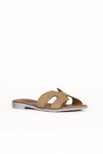 Bueno Shoes Beige Leather Women's Flat Slippers 01Wq2015