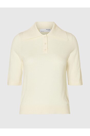 Selected Femme Polohemd aus Strick 100% Merinowoll