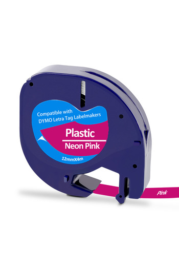 Choice7 Black on Neon pink 1pK Compatible Dymo LetraTag Refills Plastic Label Tape work With Dymo LetraTag L