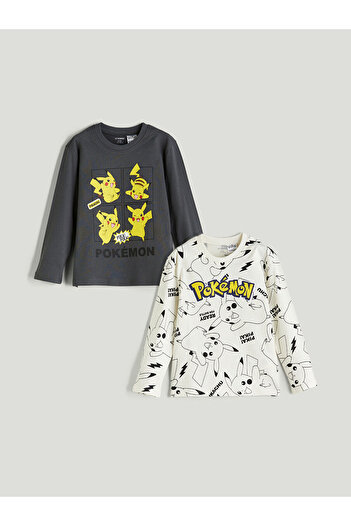 LC Waikiki Peak New Season Crew Neck Pikachu Printed Boys' T-Shirt 2-Pack