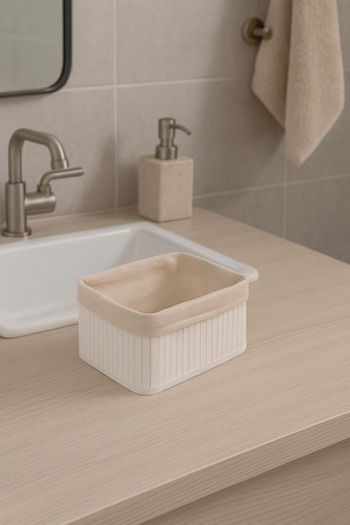 Çavdar Group Mini Rectangular Bamboo Organizer Basket Folding Bathroom Organizer