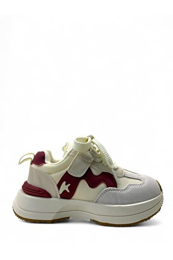 Tuğba Ortopedi 21275 Unisex Children's Preschool Beige/Burgundy Comfortable Sneaker