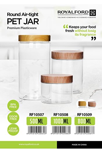 erorex Round Air Tight Pet Jar, 1000 Ml Capacity