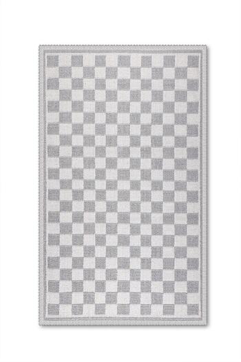 Bluenity Polka Dot Natural Cotton 2-Piece Bath Mat Set 60X100+50X60 cm - Gray